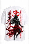 Shiva Rudra Roop | 280 GSM French Terry Biwash Oversized T-Shirt - White