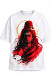 Shiva Rudra Roop | 280 GSM French Terry Biwash Oversized T-Shirt - White